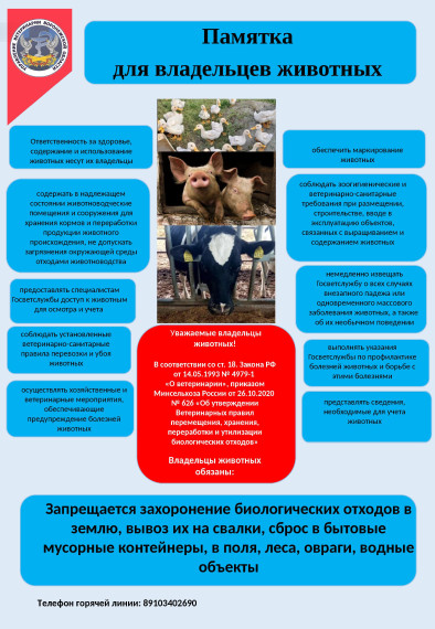 Памятка для владельцев животных. Памятка для владельцев животных.